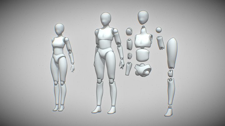 Ball Joint Doll Rigged Basemesh - Male Ver. 3D Model